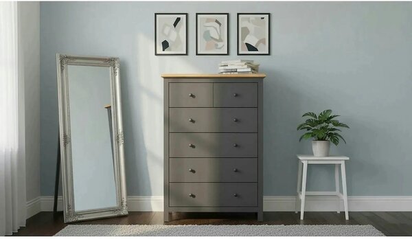 Comoda HESEN, gri grafit/stejar artisan, PAL melaminat, 101x44x145 cm