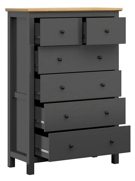 Comoda HESEN, gri grafit/stejar artisan, PAL melaminat, 101x44x145 cm