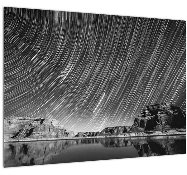 Tablou albnegru cu cerul și stele (70x50 cm)