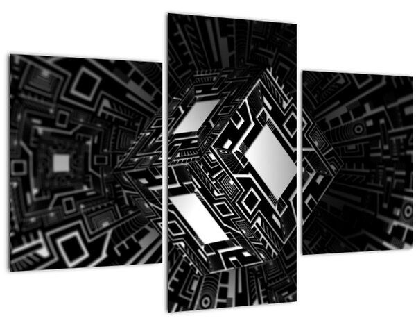 Tablou cu un cub abstract (90x60 cm)