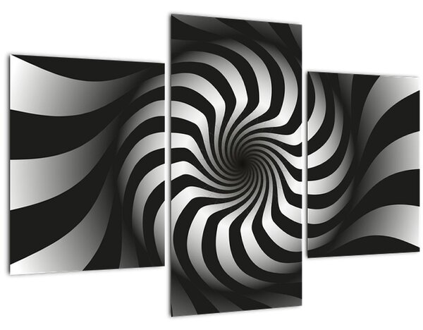 Tablou abstract cu spirala alb neagră (90x60 cm)