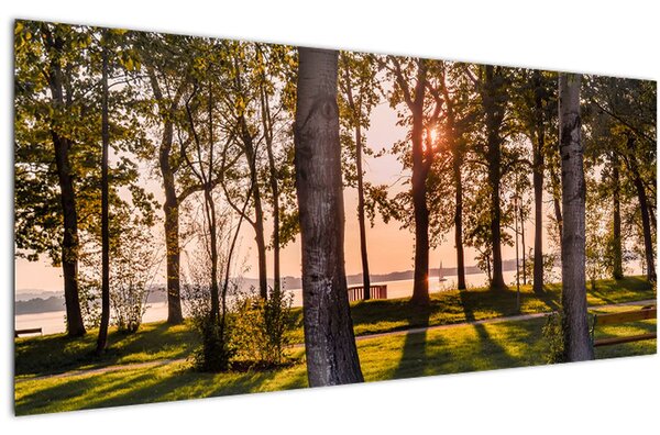 Tablou cu pomi lângă lac (120x50 cm)