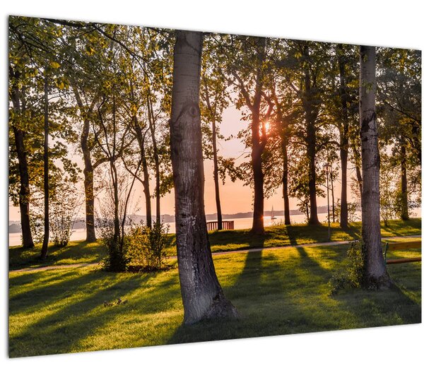 Tablou cu pomi lângă lac (90x60 cm)