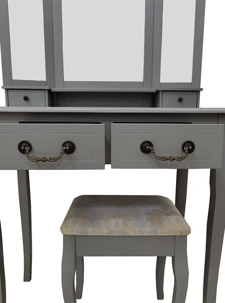 Masă de toaletă cu taburete Galway NEW (gri + argintiu). 1028896