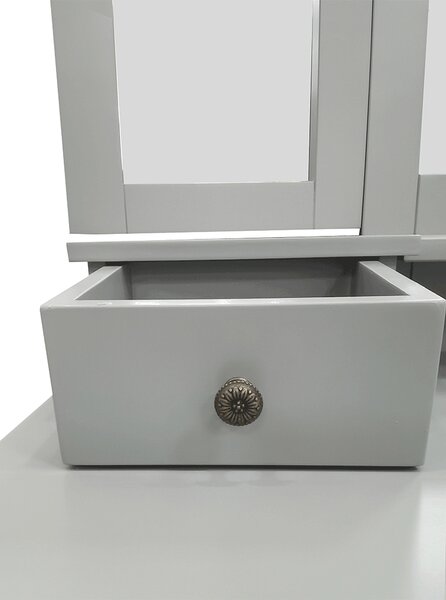 Masă de toaletă cu taburete Galway NEW (gri + argintiu). 1028896