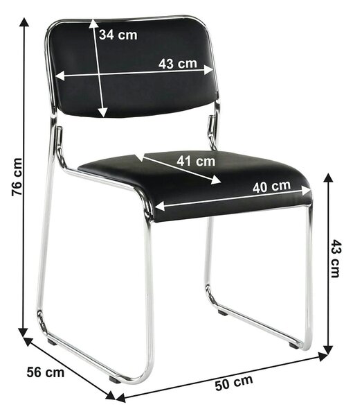 Scaun BULUT, negru, piele ecologica/metal, 50x56x76 cm