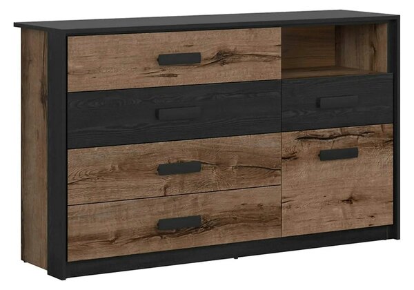 Comoda KASSEL, nuc/negru, PAL, 150x41x90 cm