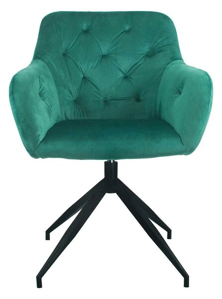 Scaun rotativ VELEZA NEW, verde/negru, stofa catifelata/metal, 66x66x8