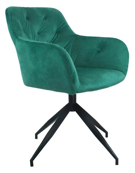 Scaun rotativ VELEZA NEW, verde/negru, stofa catifelata/metal, 66x66x8