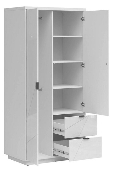 Dulap FORN, alb lucios, PAL melaminat, cu 2 usi si 2 sertare, 94x57x20