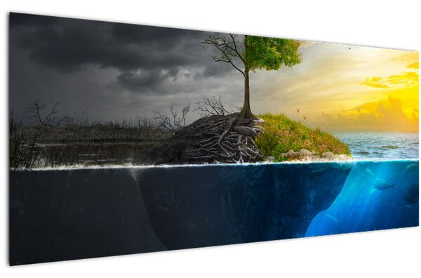 Tablou reprezentând două părți (120x50 cm)