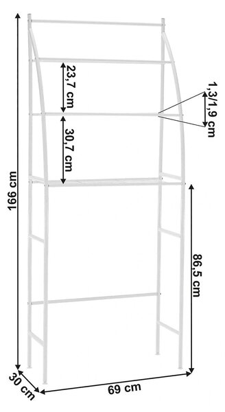 Etajera baie VIMERA, alb, metal, 69x30x166 cm