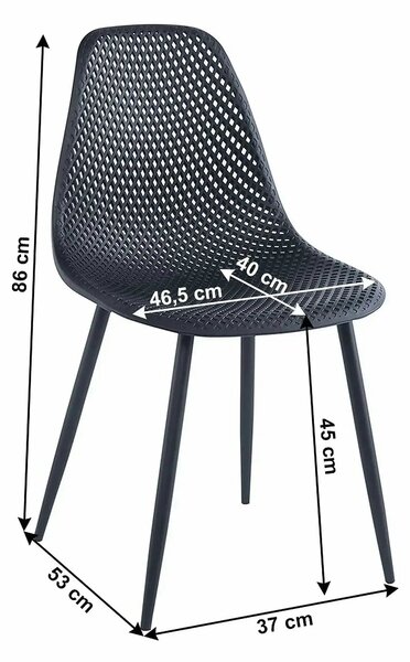 Scaun TEGRA TYP 2, negru, plastic/metal, 37x53x86 cm