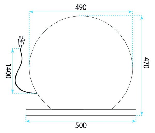 Oglindă LED HOLLYWOOD White 50 cm