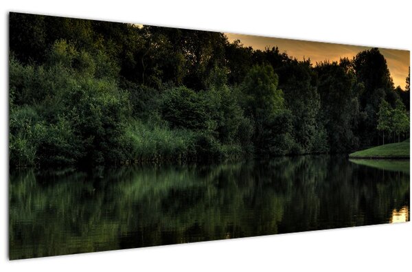 Tablou cu lac în pădure (120x50 cm)