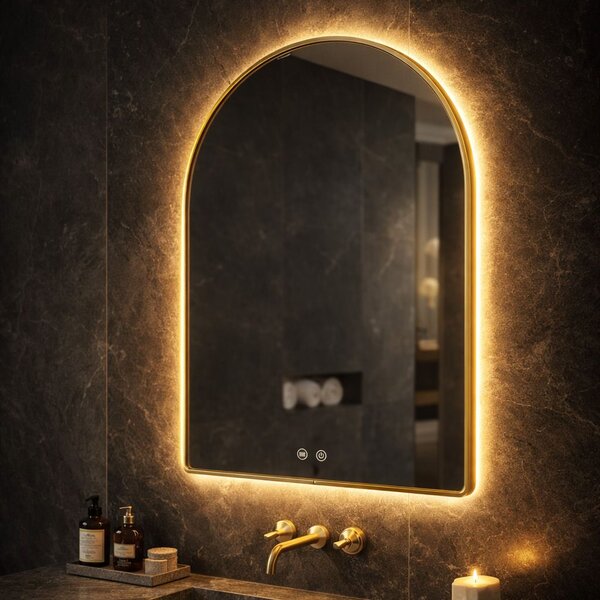 Oglindă LED 80x60cm CAMLOT Brush Gold