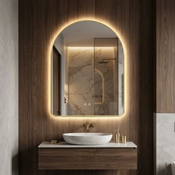 Oglindă LED 80x60cm CAMLOT Brush Gold