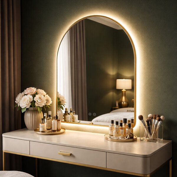 Oglindă LED 80x60cm CAMLOT Brush Gold