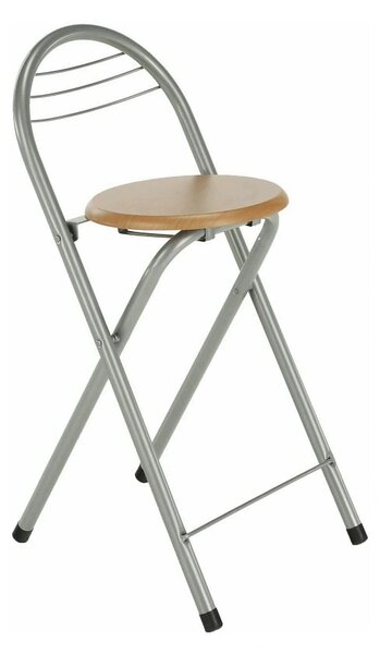 Scaun bar BOXER, stejar/aluminiu, 36x44x80 cm