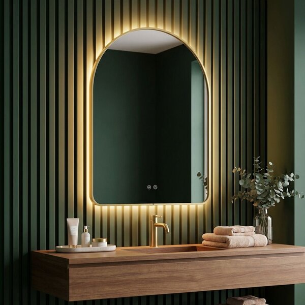 Oglindă LED 80x60cm CAMLOT Brush Gold