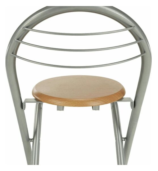 Scaun bar BOXER, stejar/aluminiu, 36x44x80 cm