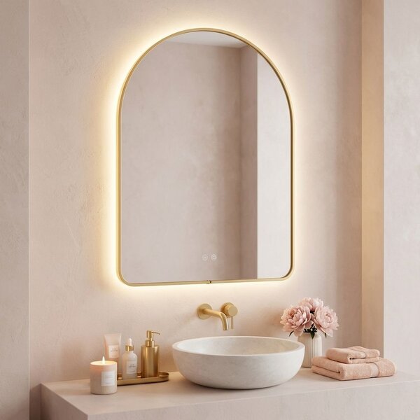 Oglindă LED 80x60cm CAMLOT Brush Gold