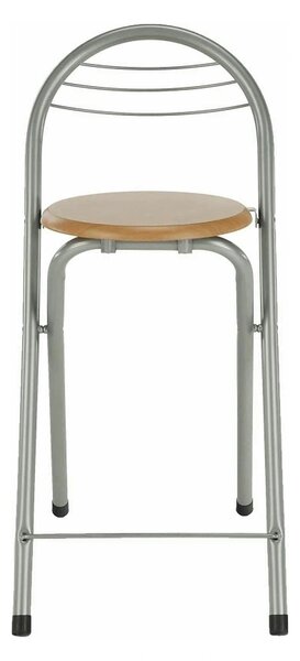 Scaun bar BOXER, stejar/aluminiu, 36x44x80 cm