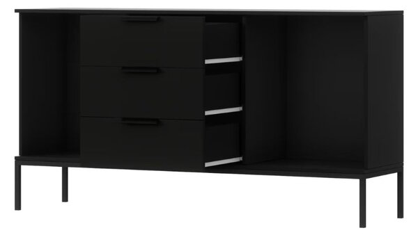 Comoda MEORATI 150x40 cm, neagra/dub artisan