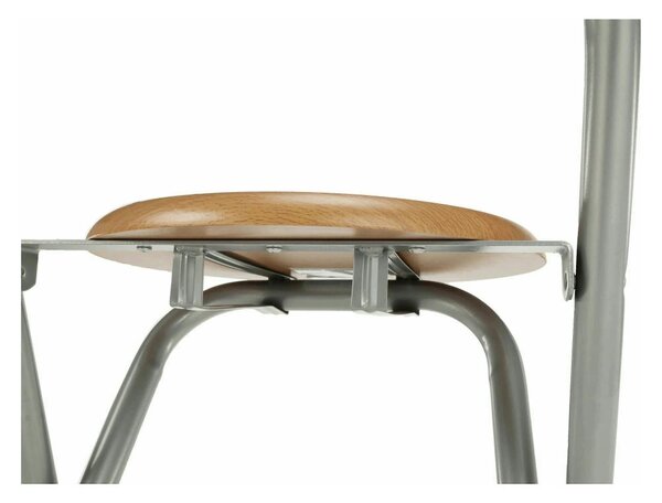 Scaun bar BOXER, stejar/aluminiu, 36x44x80 cm