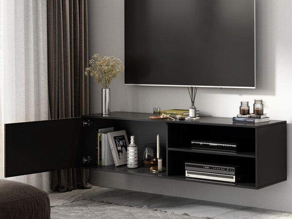 OFERTA Dulap TV suspendat MEORATI 150x40 cm, negru/dub artisan II. calitate