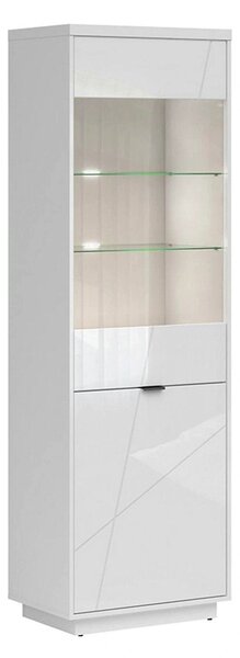 Vitrina FORN, alb lucios, PAL melaminat/sticla securizata, 64x43x201 c