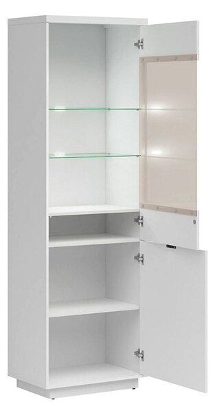 Vitrina FORN, alb lucios, PAL melaminat/sticla securizata, 64x43x201 c
