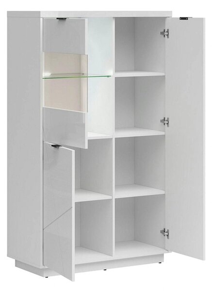 Vitrina FORN, alb lucios, PAL melaminat/sticla securizata, 94x43x157 c