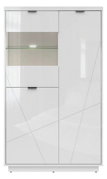 Vitrina FORN, alb lucios, PAL melaminat/sticla securizata, 94x43x157 c