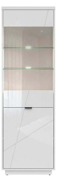 Vitrina FORN, alb lucios, PAL melaminat/sticla securizata, 64x43x201 c