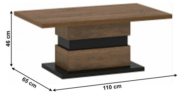 Masuta cafea DELIS T, stejar/negru, DTD laminat, 110x65x46 cm