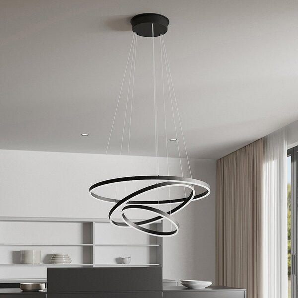 Lustră Pendul Arcchio, Albiona, reglabil, Negru, Camera de zi, Metal, Modern