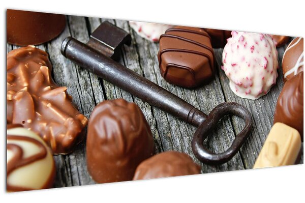 Tablou cu ciocolată și chei (120x50 cm)