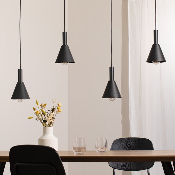Argon Lampă suspendată Norte, oțel negru/auriu, lungime 114 cm, 4 lumini, reglabil, Negru, Camera de zi / sufragerie, Metal, Modern