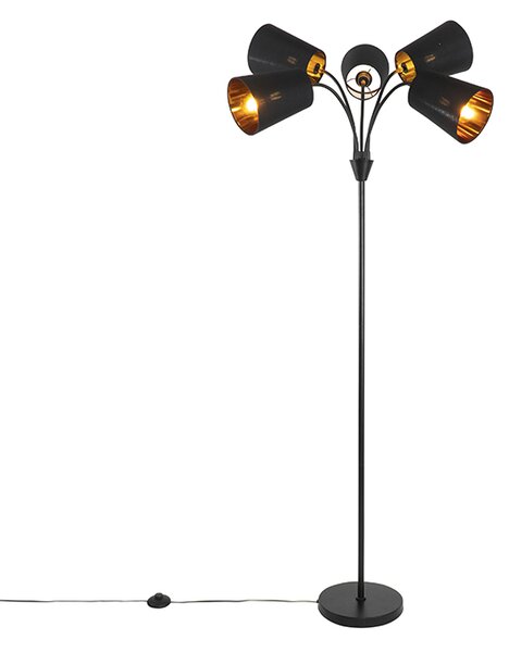Lampă de podea modernă neagră cu 5 lumini - Carmen