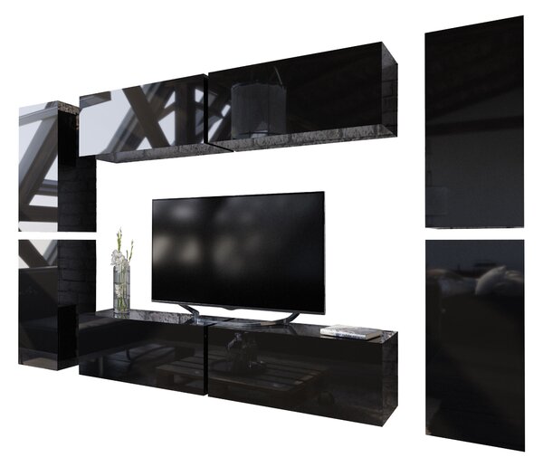 Mobilier living Melville (negru + negru lucios). 1007684