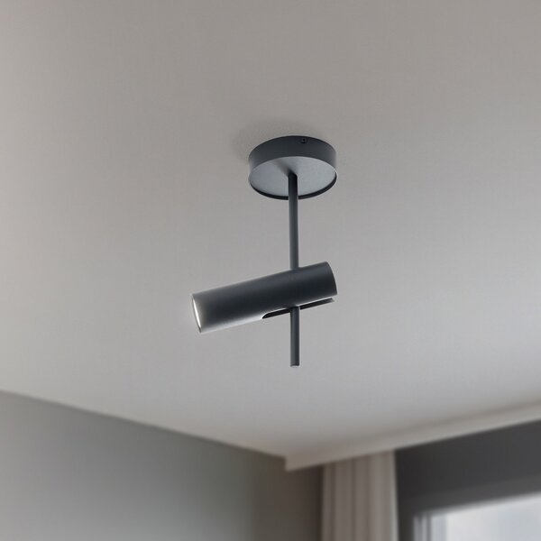 SIGMA Spot de tavan Leda 1, antracit, 1 bec, oțel, înălțime 34 cm, reglabil, Negru, Camera de zi / sufragerie, Metal, Modern