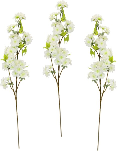 Set 3 flori de cires artificiale Palina albe 12/84 cm