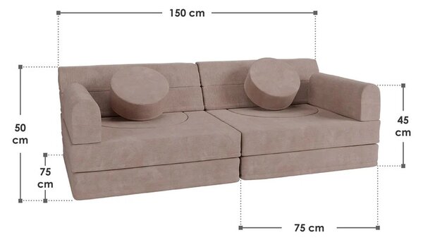 Juskys Canapea pentru copii Kayo 150x75x50 cm - roz