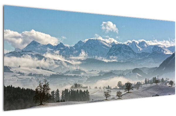 Tablou cu munții înzăpeziți (120x50 cm)