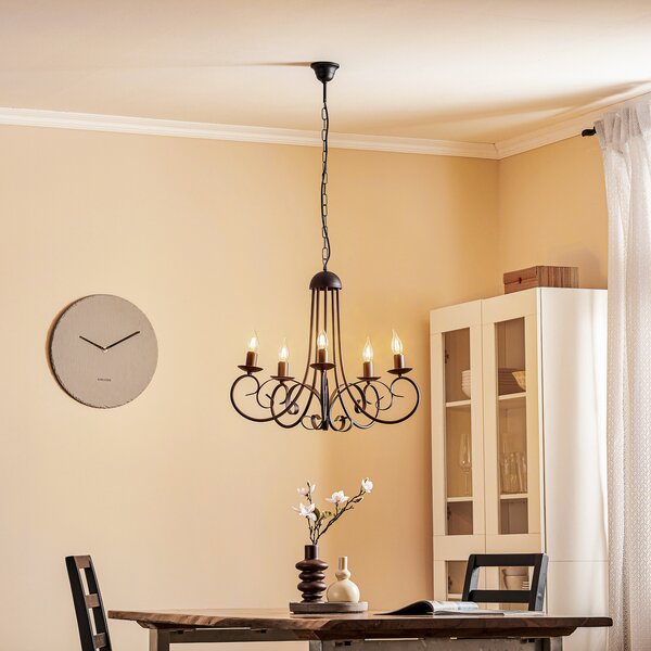 ONLI Candelabru Pompei, fără abajur, negru, reglabil, Negru, Camera de zi / sufragerie, Metal, Casă de țară / Rustic