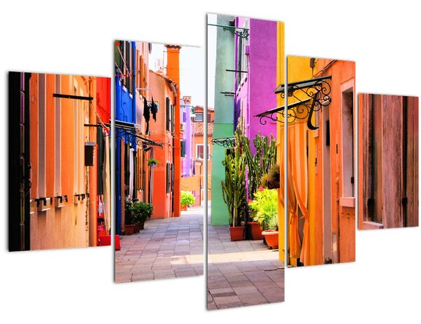 Tablou cu străduță colorata italiană (150x105 cm)