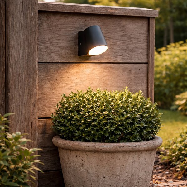 Lampă modernă de exterior antracit cu LED inclus cu senzor crepuscular - Uma