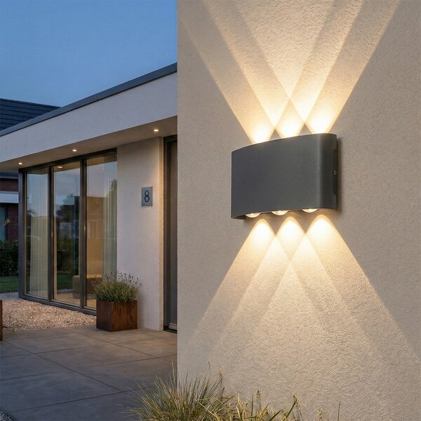 Lampă de perete exterioară gri închis cu LED 6 lumini IP54 - Silly