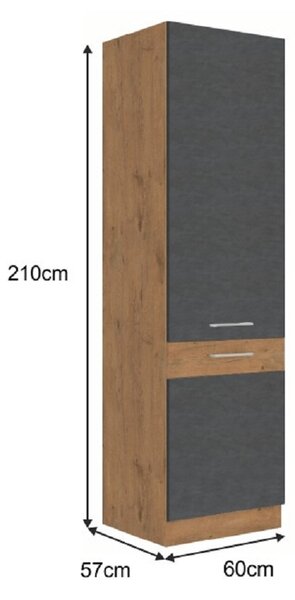 Dulap de bucătărie pentru alimente 60 DK-210 2F Velaga (gri mat + stejar lancelot). 1015865